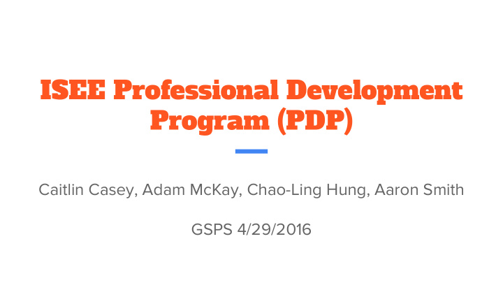 isee professional development program pdp