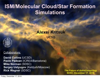 ISM/Molecular Cloud/Star Formation  Simulations Alexei Kritsuk  UCSD  Collaborators: David Collins
