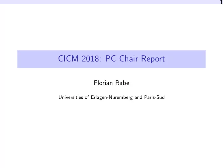 cicm 2018 pc chair report