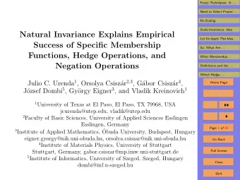 Natural Invariance Explains Empirical  Let Us Apply This Idea . . .  Success of Specific Membership