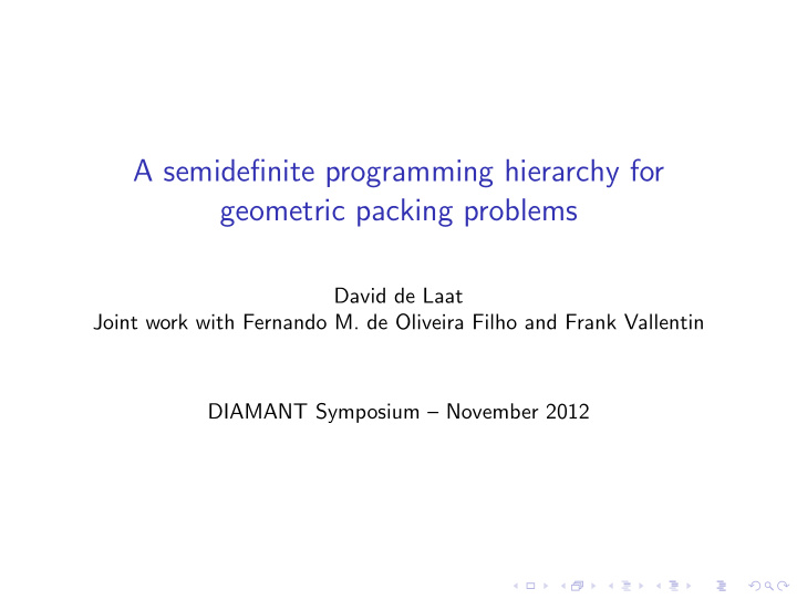 a semidefinite programming hierarchy for geometric