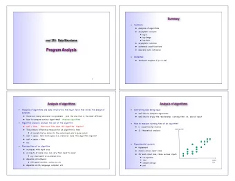 Program Analysis    discrete math refresher    READING:    Textbook chapter 2 (p. 13-26)