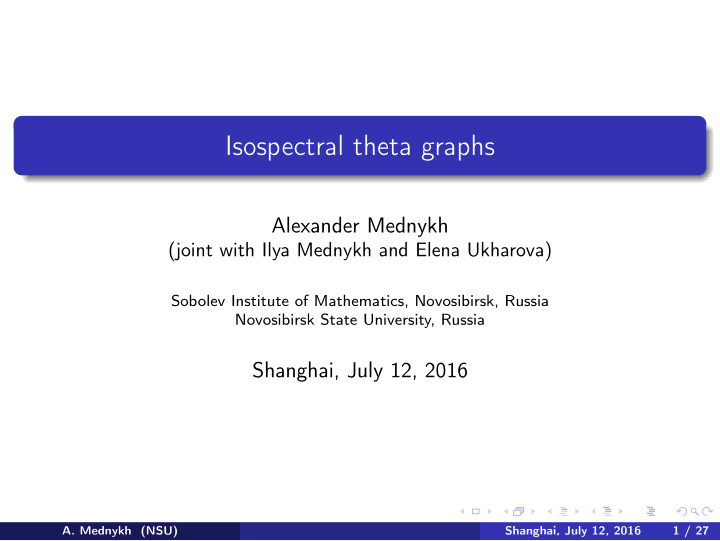isospectral theta graphs