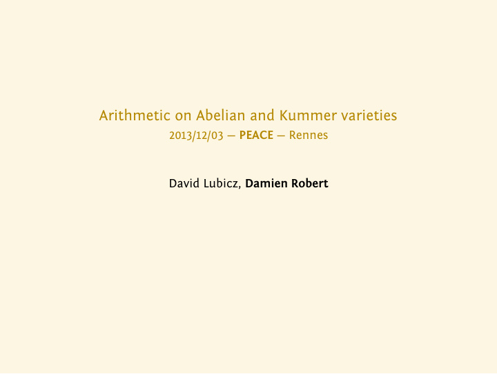arithmetic on abelian and kummer varieties