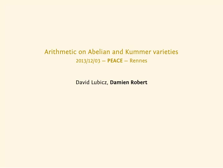 arithmetic on abelian and kummer varieties