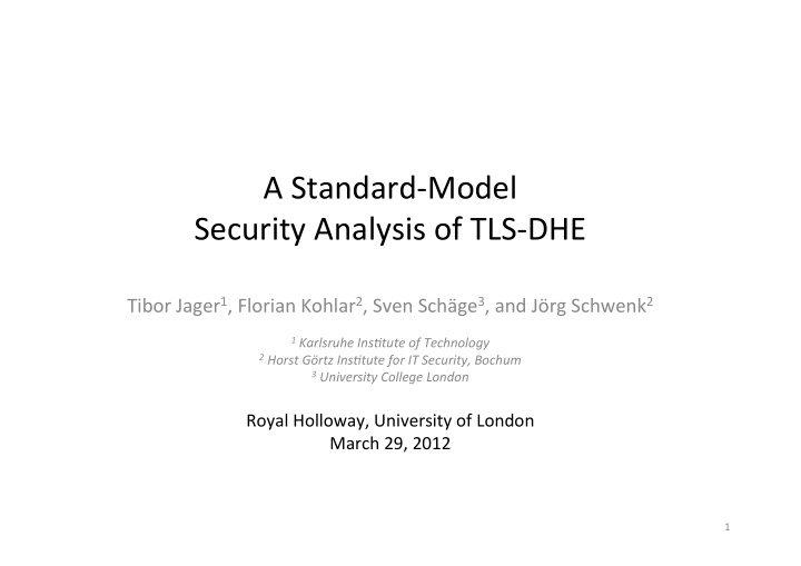 a standard model security analysis of tls dhe