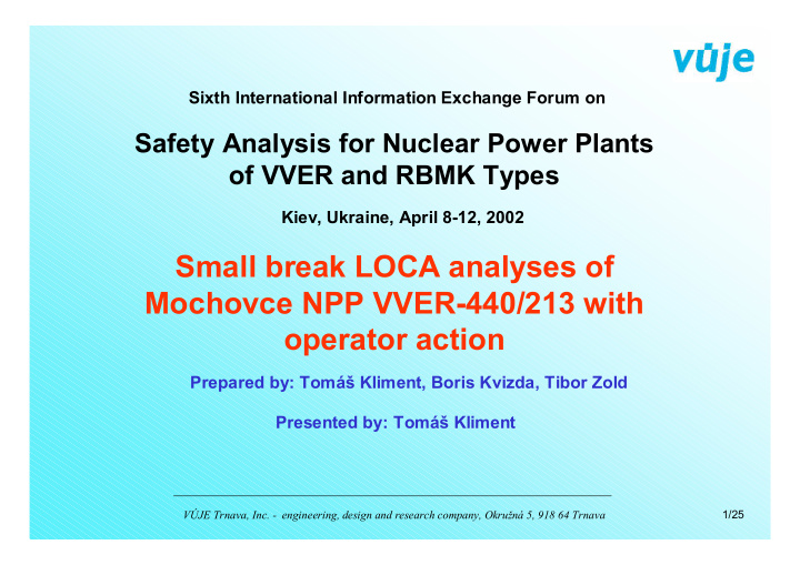 small break loca analyses of mochovce npp vver 440 213