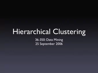 Hierarchical Clustering  36-350: Data Mining  25 September 2006  Last time...  Unsupervised