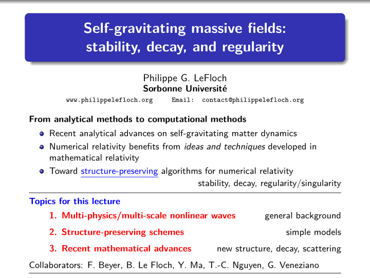 self gravitating massive fields stability decay and