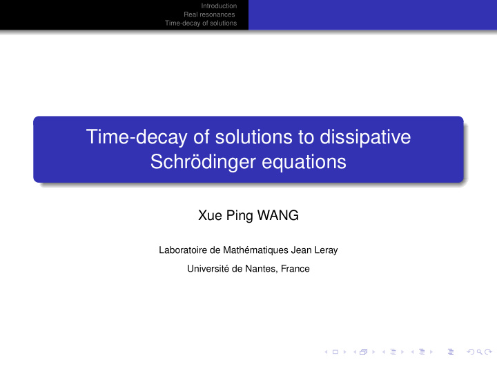 time decay of solutions to dissipative schr dinger