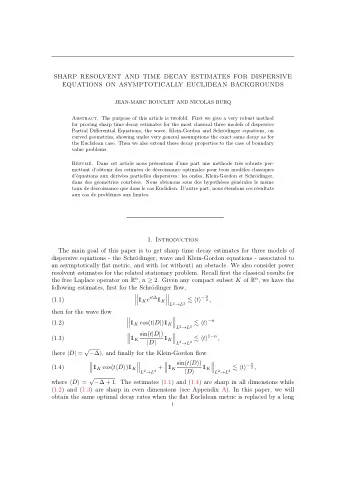 SHARP RESOLVENT AND TIME DECAY ESTIMATES FOR DISPERSIVE  EQUATIONS ON ASYMPTOTICALLY EUCLIDEAN