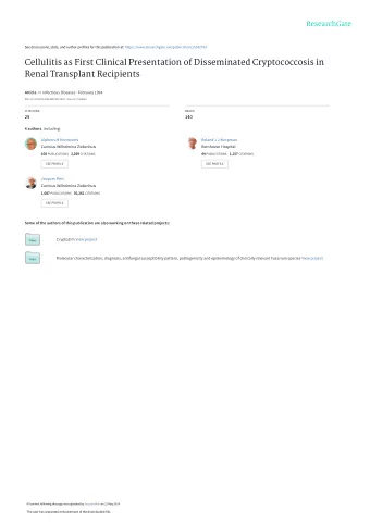 Cellulitis as First Clinical Presentation of Disseminated Cryptococcosis in  Renal Transplant