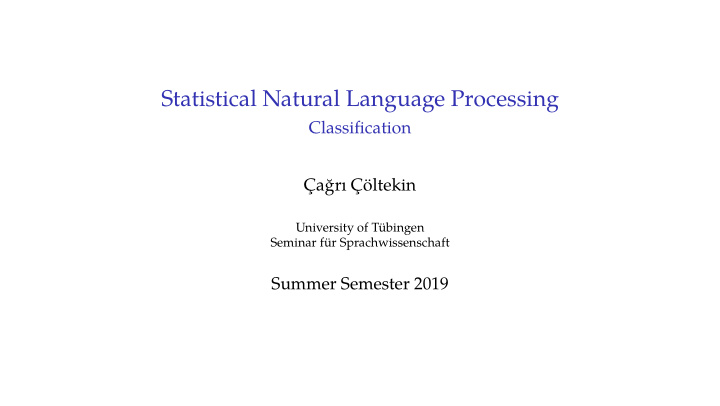 statistical natural language processing