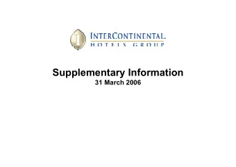 Supplementary Information  31 March 2006  Index  RevPAR - 3 months to 31 March 2006  Current