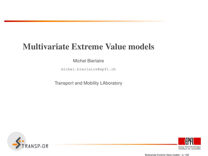 multivariate extreme value models