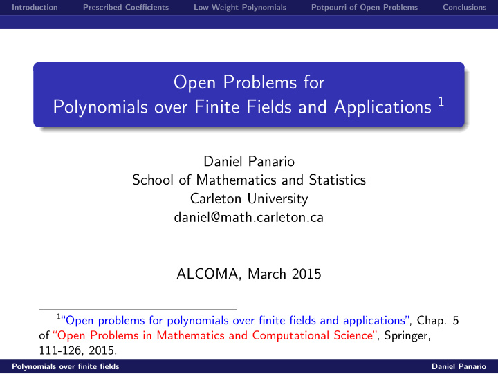 open problems for