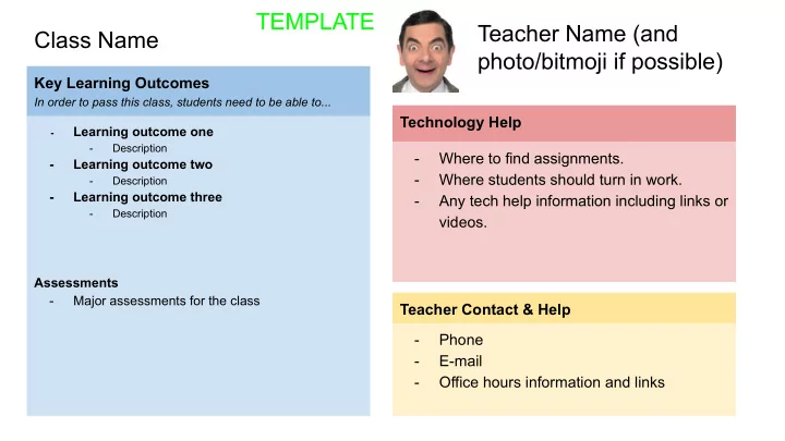 template teacher name and class name photo bitmoji if