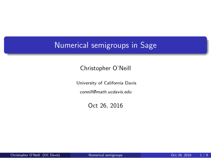 numerical semigroups in sage