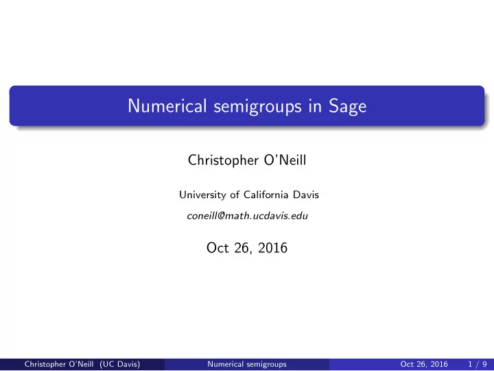 numerical semigroups in sage