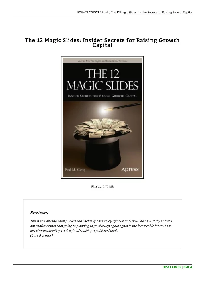 the 12 magic slides insider secrets for raising growth
