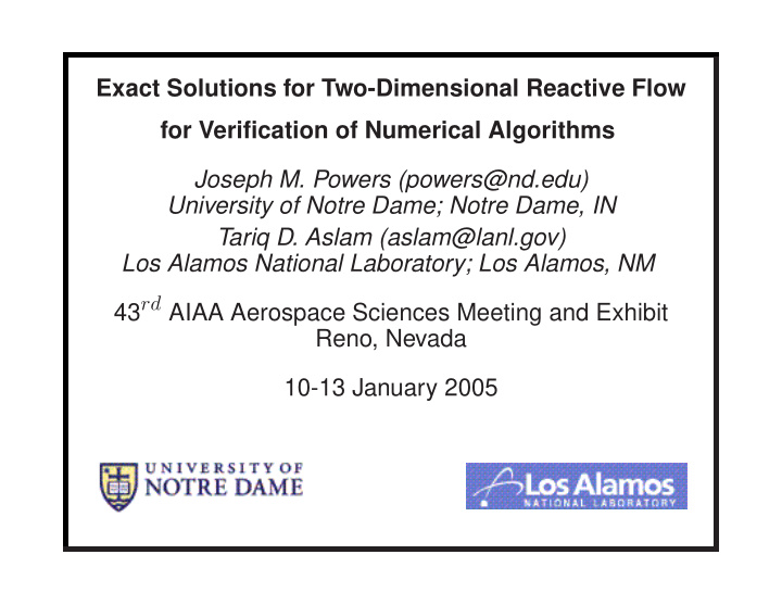 exact solutions for two dimensional reactive flow for
