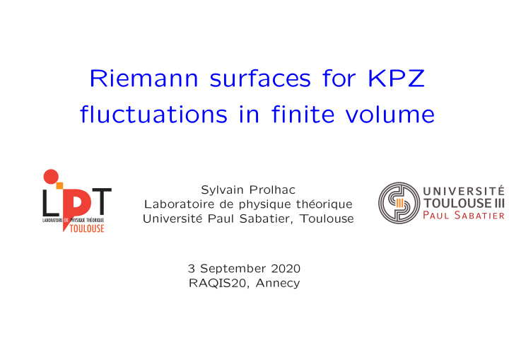 riemann surfaces for kpz fluctuations in finite volume
