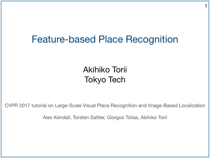 feature based place recognition