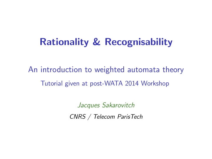 rationality recognisability