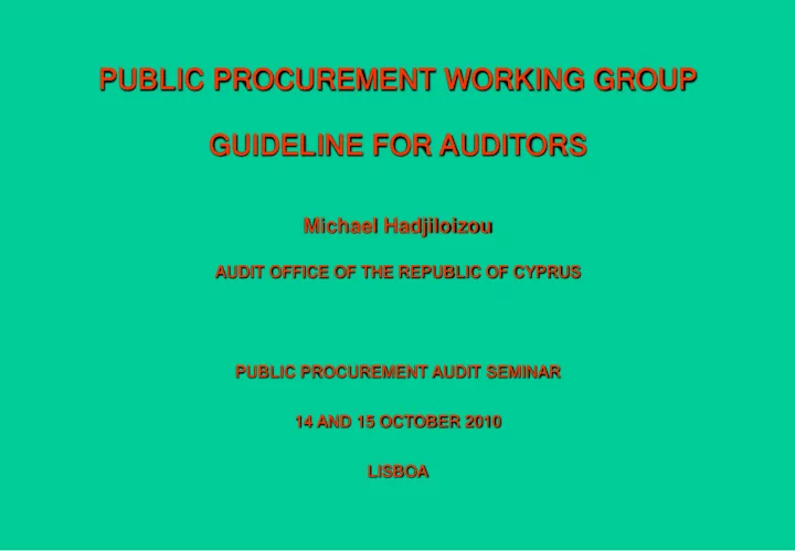 pub ublic c procure rocurement nt work orking group ng