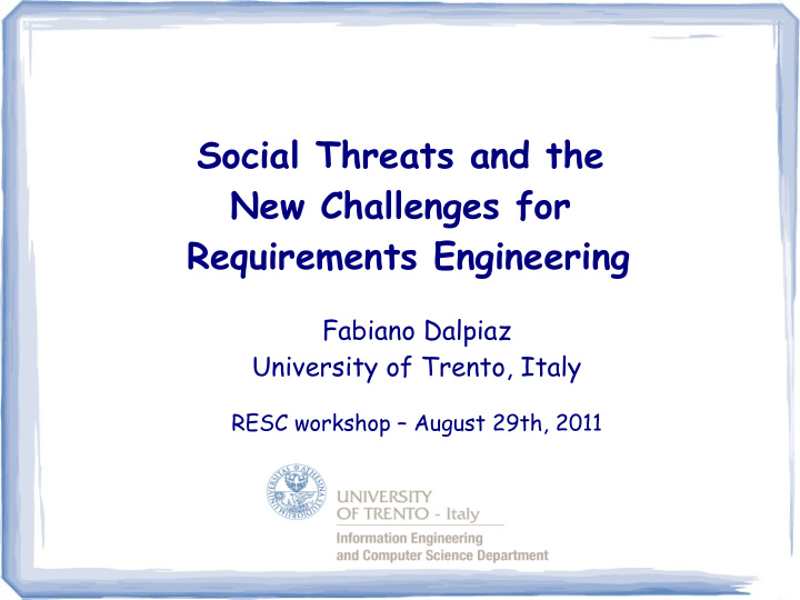 social threats and the new challenges for requirements
