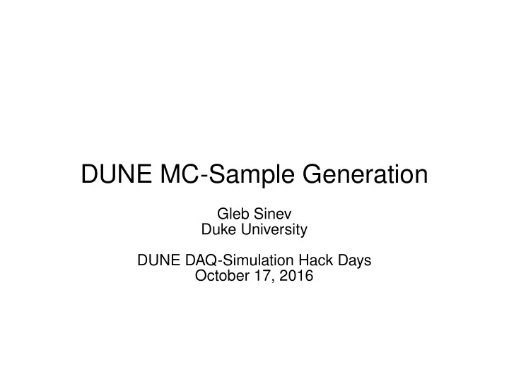 d u n e m c s a m p l e g e n e r a t i o n