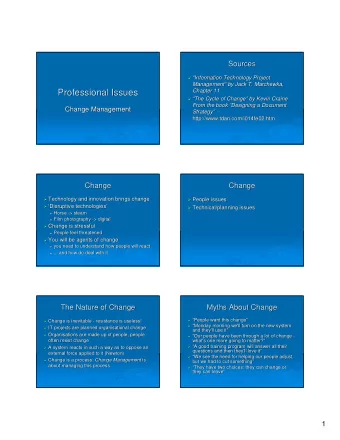 Professional Issues  Chapter 11  Chapter 11  Professional Issues      The Cycle of