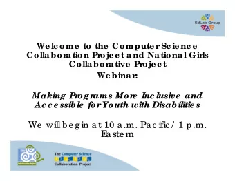 We  will be g in a t 10 a .m. Pa c ific /  1 p.m.  E  a ste rn  We binar  Age nda  Pr  oje c t