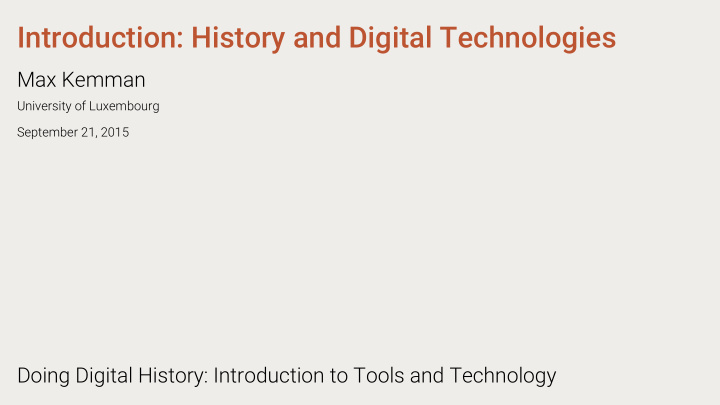 introduction history and digital technologies