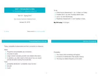 Unit 1: Introduction to data  To do:  3. Introduction to statistical inference  Performance