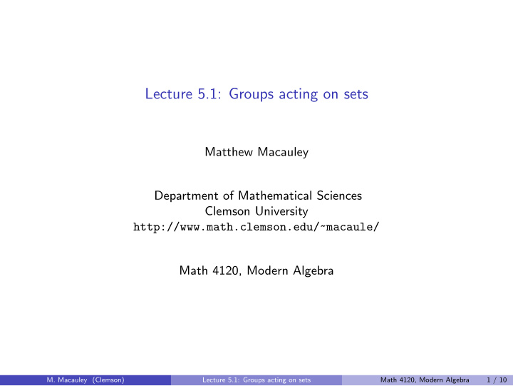lecture 5 1 groups acting on sets