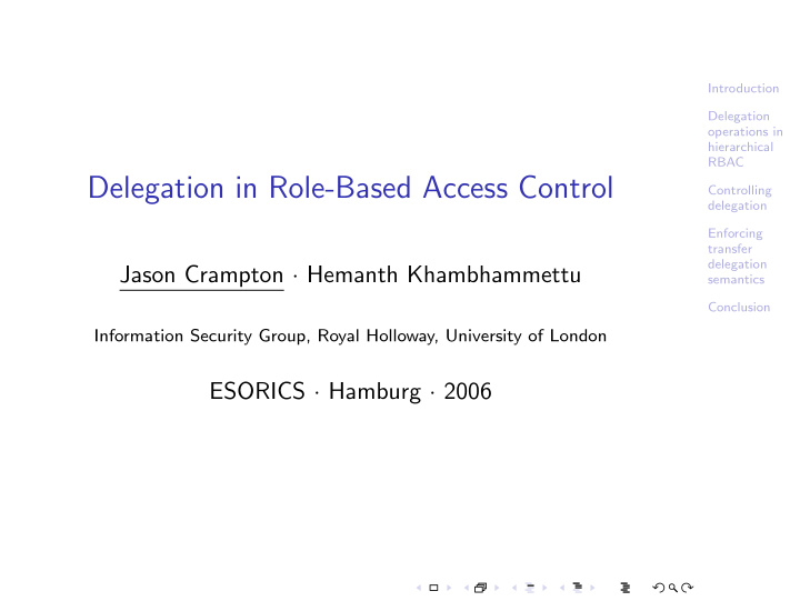 delegation in role based access control