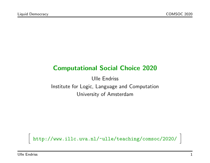 computational social choice 2020