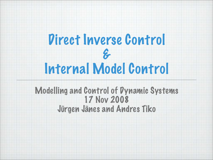 direct inverse control internal model control