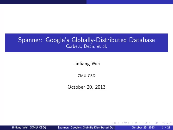spanner google s globally distributed database