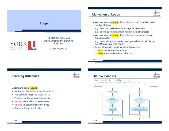 motivation of loops