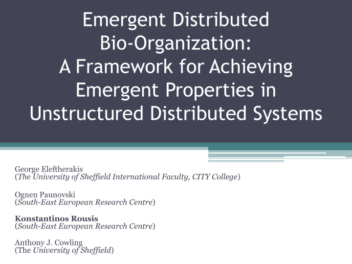 emergent distributed