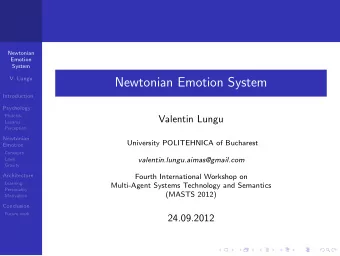 Newtonian Emotion System  Introduction  Psychology  Plutchik  Valentin Lungu  Lazarus  Perception