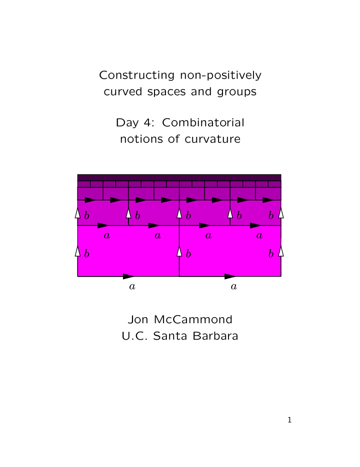 constructing non positively curved spaces and groups day