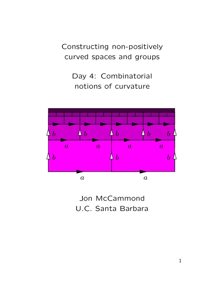 constructing non positively curved spaces and groups day