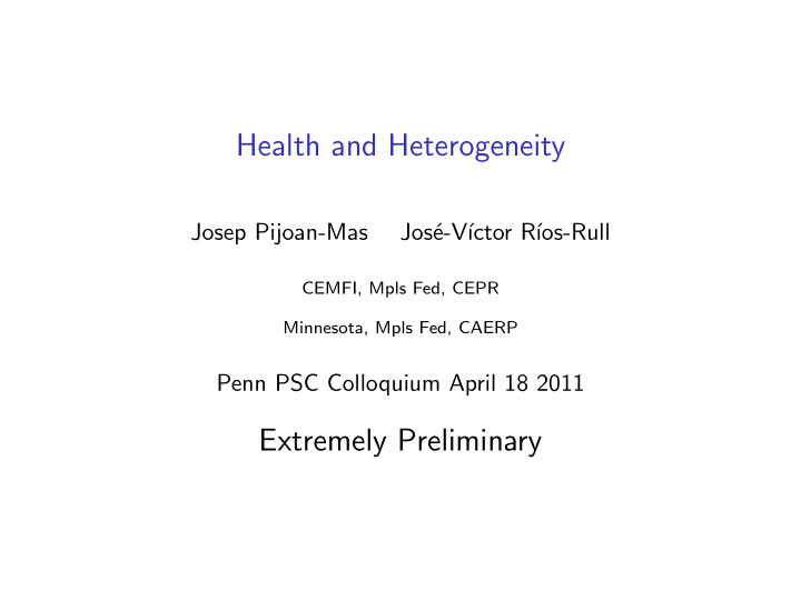 health and heterogeneity