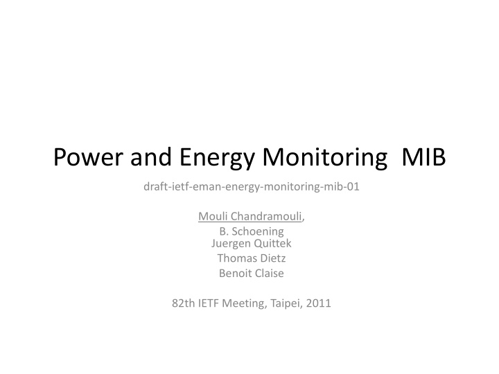 power and energy monitoring mib