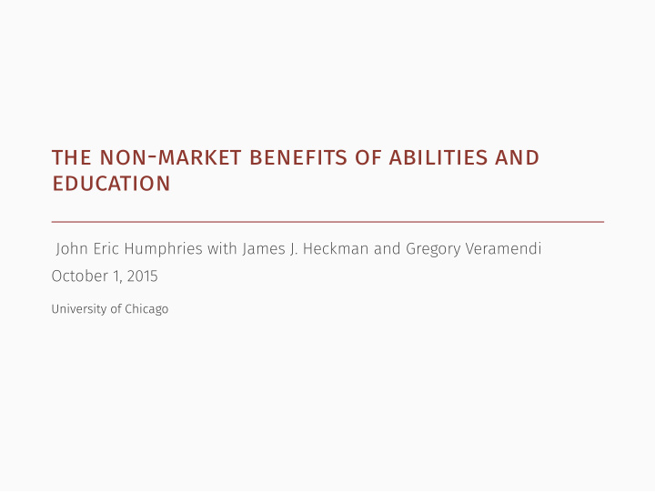 the non market benefits of abilities and education