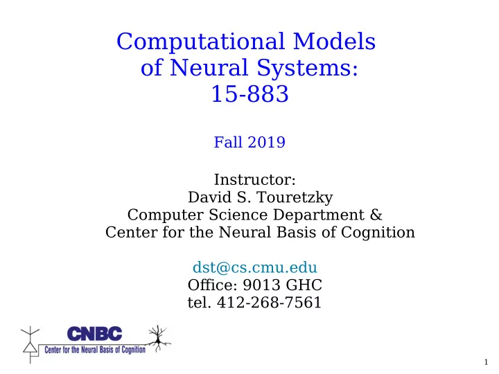 computational models of neural systems 15 883