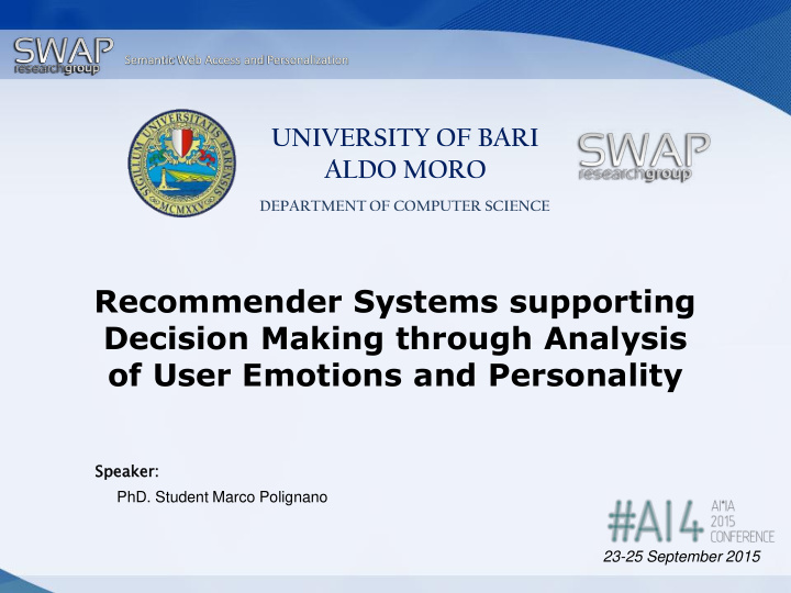 of user emotions and personality